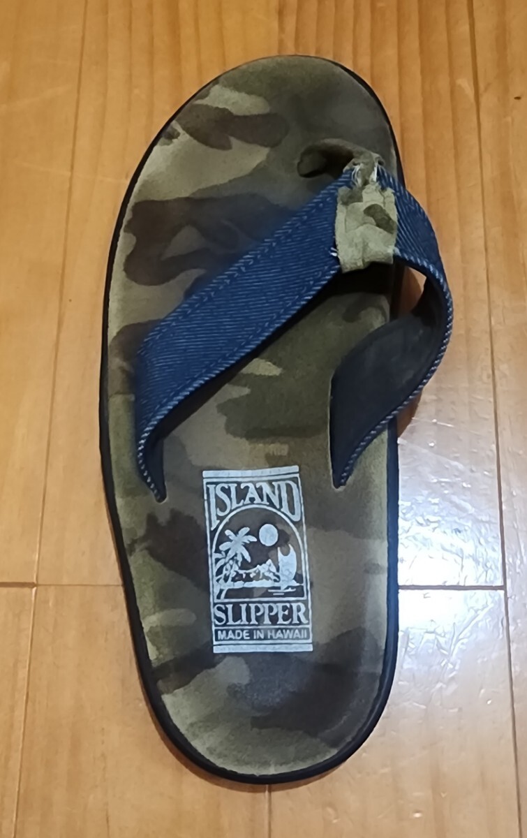 即決 早い者勝ち【ISLAND SLIPPER×TMT】 アイランドスリッパ×TMT トングサンダル スェード デニム 迷彩 ミリタリー サイズ6/ 24cm _画像6