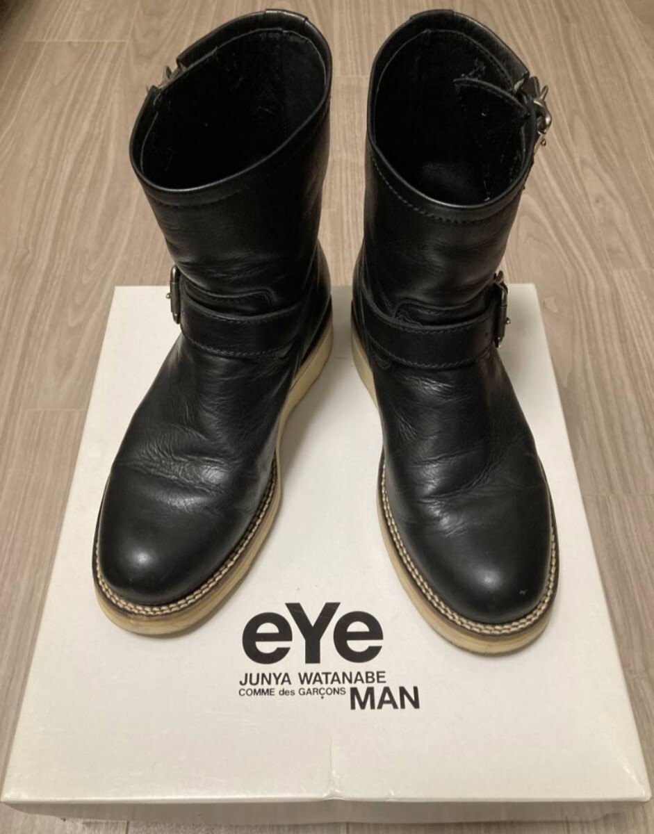 即決 激レア 【eYe COMME des GARCONS JUNYA WATANABE MAN × VANSON】 バンソンWネーム コラボ エンジニアブーツ 黒 サイズ：S 約26cm