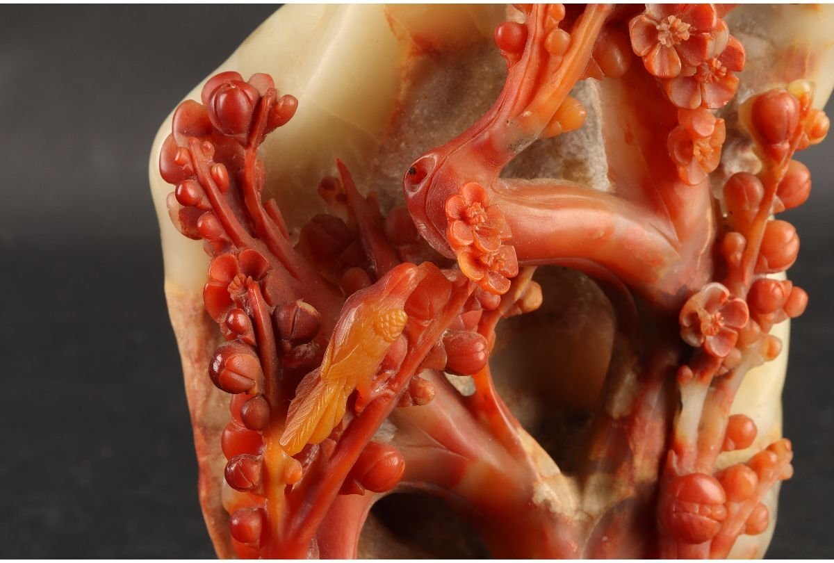 [URA]中国美術/寿山石花鳥図彫/726g/10-3-71　(検索)骨董/天然石/鑑賞石/石/彫刻/置物/オブジェ/人形_画像3