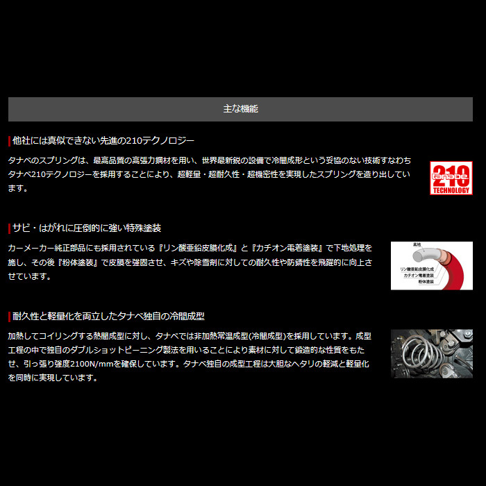 タナベ DF210 ダウンサス エスティマ 前期 ACR50W tanabe ダウンサス 代引手数料無料 送料無料(沖縄・離島除く)_画像3