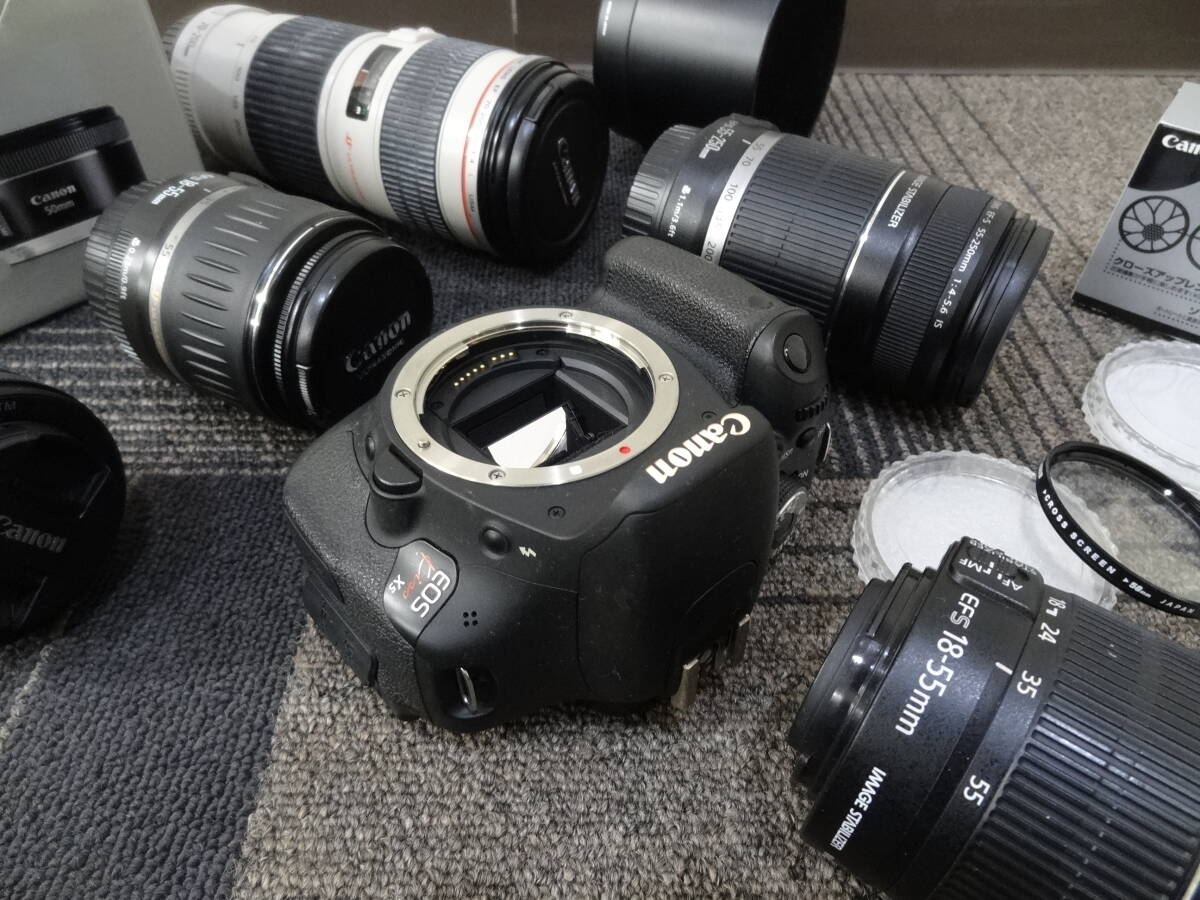 【必見】 Canon キャノン デジタル カメラ 一眼レフ EOS Kiss X5 約1800万画素 本体 レンズ 他 10点 まとめ_■商品説明に詳細画像をご覧いただけます。