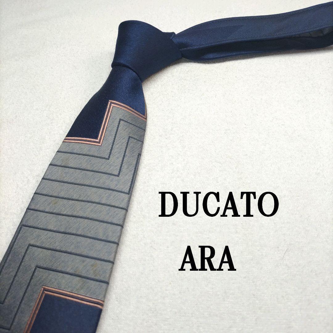 DUCATO ARA ダークブルー パネルデザイン シルク 中古 やや難あり_画像1
