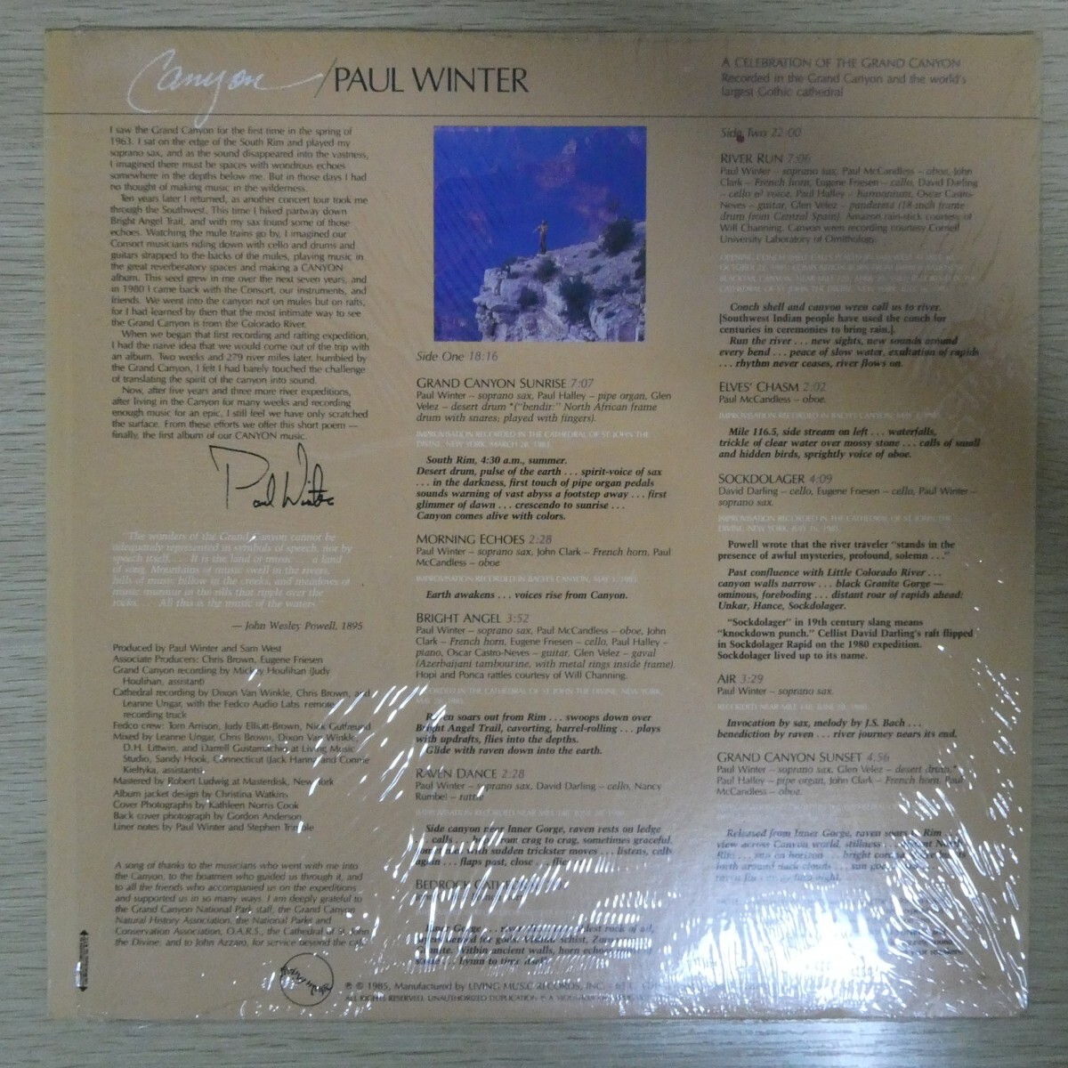 LP5275☆シュリンク/US/Living Music「Paul Winter / Canyon / LMR-6」_画像2