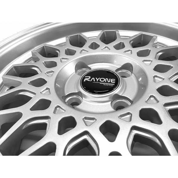 4本セット Rayone Racing 643 15インチ 7J+35 4H PCD100 メッシュ シルバー アルミホイール_画像5