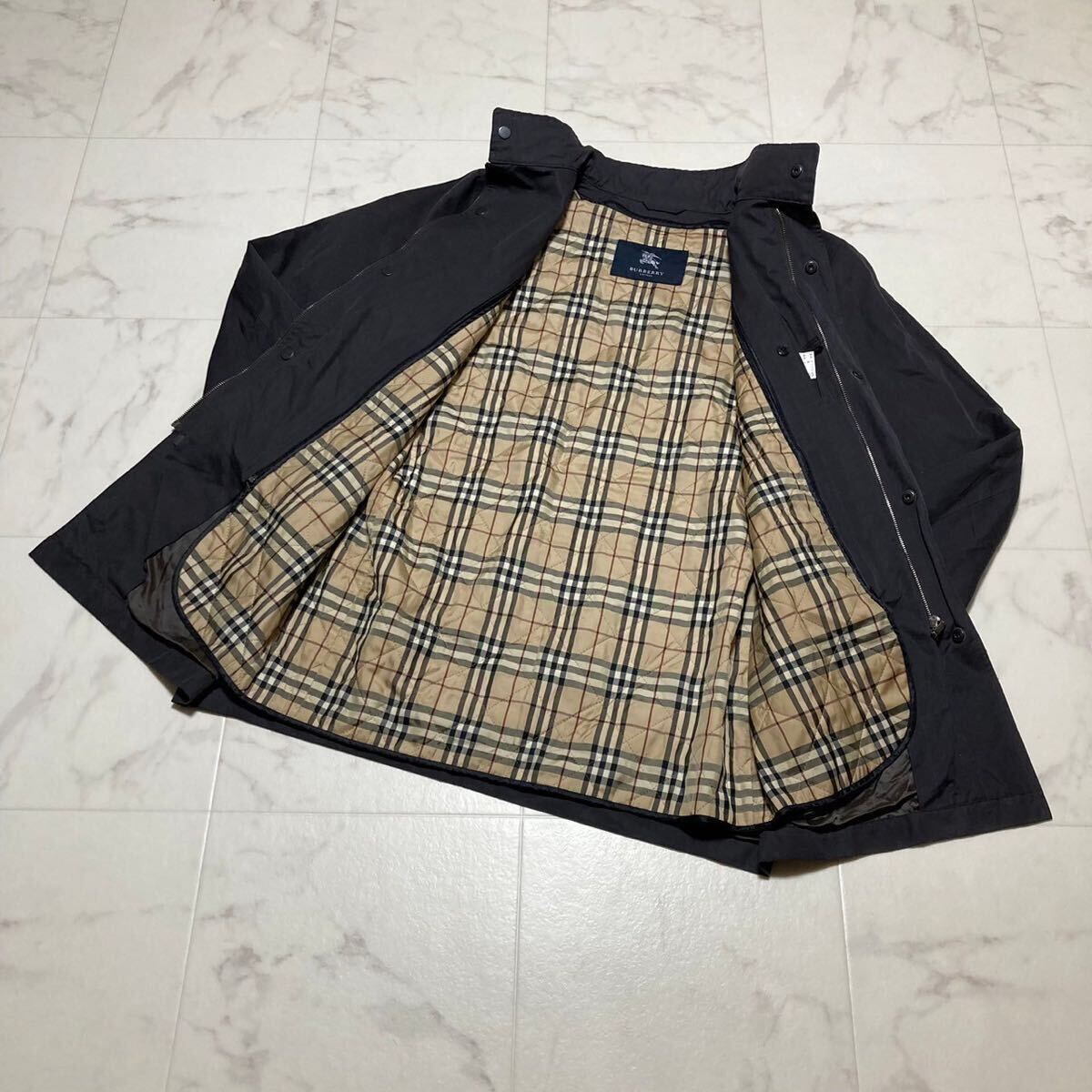 1円〜 極美品 BURBERRY LONDON バーバリーロンドン ジャケット ブルゾン コート ライナー付き ノバチェック Mサイズ ブラック 刺繍ロゴの画像5