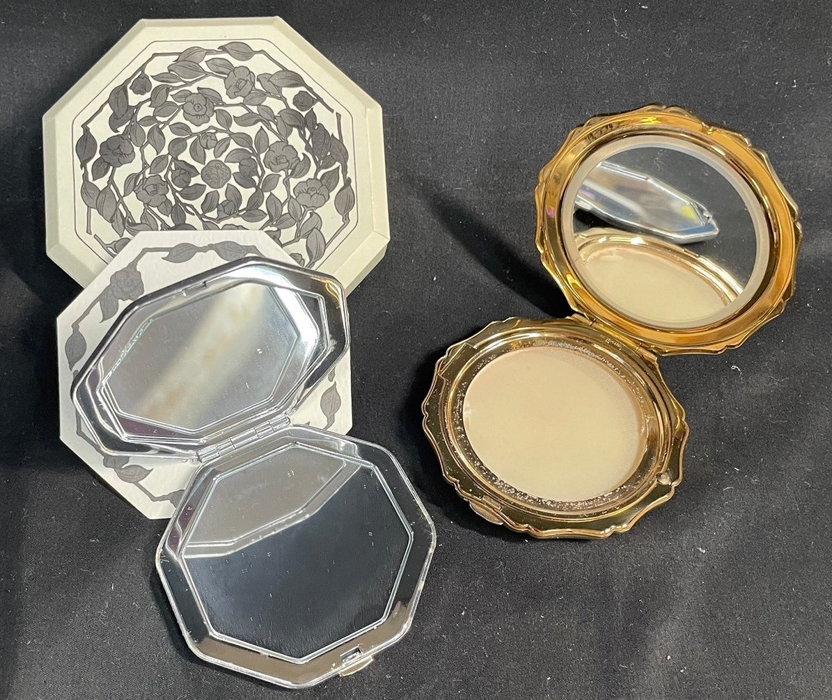 MIK52 Stratton* strut n** Shiseido *SHISEIDO* hand-mirror * compact * powder case [1 jpy start!!] antique 