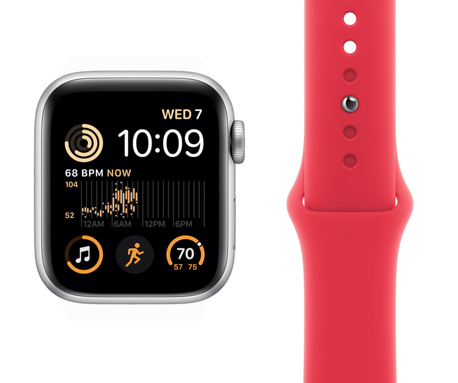 アップルウォッチ MRTT3J/A Apple Watch SE2 第2世代 GPSモデル 40mm シルバーアルミニウム レッド スポーツバンド M/L 2038218_画像1