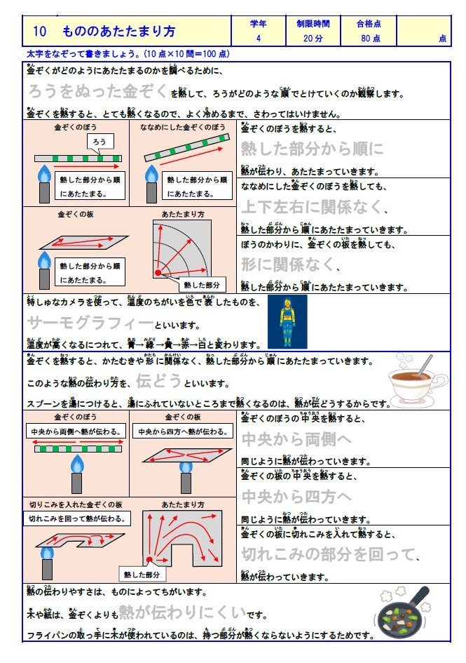 学び道場の【小学４年かんたん理科マスター】小４向け理科教材★理解→暗記→テストの順に効率良く学習できます★WORD版とPDF版を収録◎_ふりがな付で漢字が苦手でも大丈夫です◎