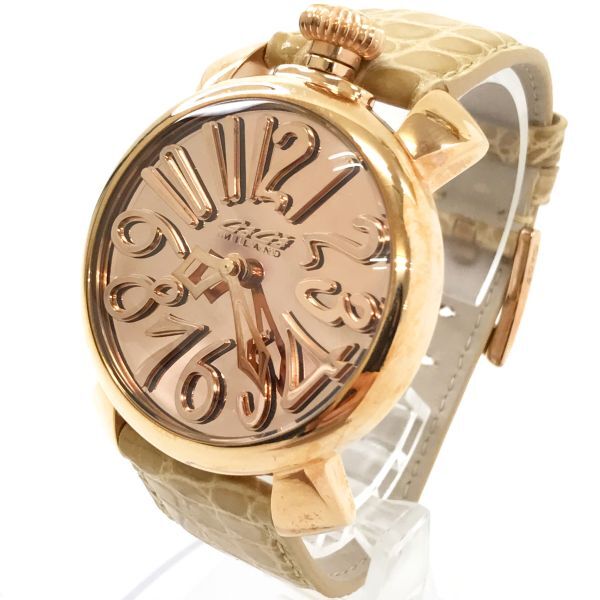 美品 GaGaMILANO ガガミラノ MANUALE 40 マヌアーレ 腕時計 5221.MIR.01 クオーツ アナログ ゴールド 限定 コレクション 箱付き 動作確認済_画像3