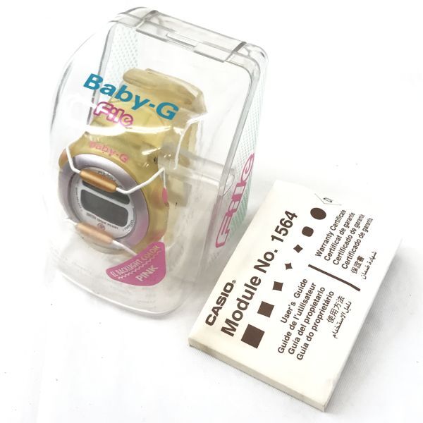 美品 CASIO カシオ BABY-G ベビーG File 腕時計 クオーツ BG-380 デジタル カレンダー イエロー クリア スケルトン 箱付き 動作確認済_画像7