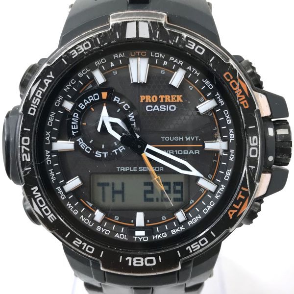 CASIO カシオ PROTREK プロトレック 腕時計 PRW-6000Y-1 電波ソーラー タフソーラー マルチバンド6 アナデジ オレンジ 格好良い 動作確認済_画像1