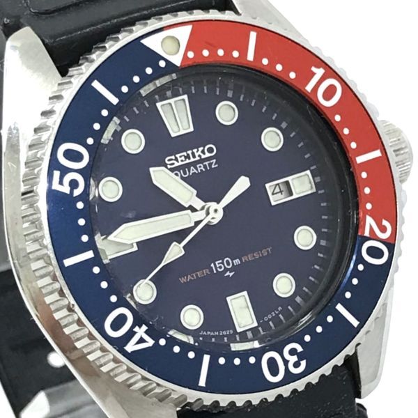 SEIKO セイコー ダイバーズ 腕時計 2625-001B クオーツ アナログ ラウンド ペプシベゼル カレンダー レディース 電池交換済み 動作確認済み_画像1