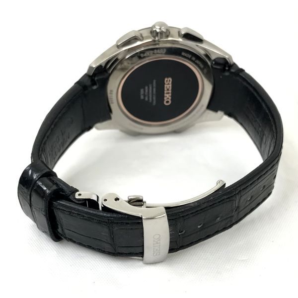 超美品 SEIKO セイコー BRIGHTZ ブライツ 腕時計 SAGA217 電波ソーラー フライトエキスパート クロコダイル カレンダー 箱付き 動作確認済_画像5