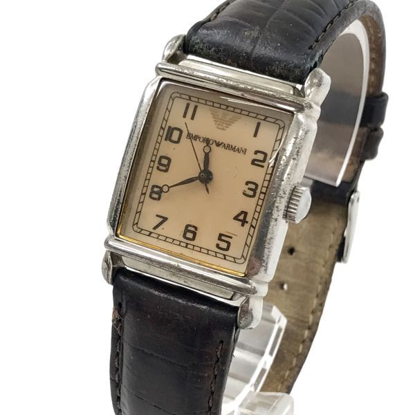 EMPORIO ARMANI エンポリオアルマーニ 腕時計 AR-0204 クオーツ アナログ スクエア 四角 ブラウン コレクション 電池交換済み 動作確認済み_画像3