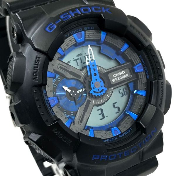 CASIO カシオ G-SHOCK ジーショック 腕時計 GA-110CB-1A クオーツ アナデジ ラウンド ブラック ブルー コレクション 電池交換済 動作確認済_画像1
