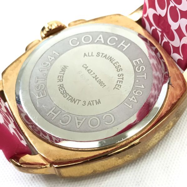 COACH コーチ ボーイフレンド 腕時計 CA.43.7.34.0601 クオーツ アナログ ラウンド シルバー ピンク コレクション 電池交換済み 動作確認済_画像6