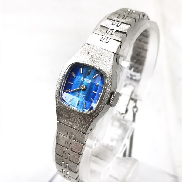 CITIZEN special シチズン スペシャル 腕時計 4-674154 手巻き 23石 カットガラス ブルー グラデ ヴィンテージ コレクション スクエアの画像2