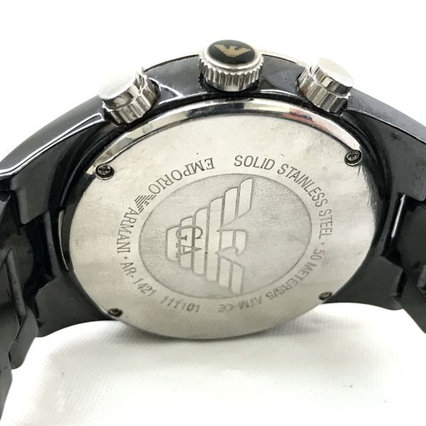 EMPORIO ARMANI エンポリオアルマーニ 腕時計 AR1421 クオーツ アナログ ラウンド ブラック クロノグラフ コレクション 電池交換済 動作OK_画像6