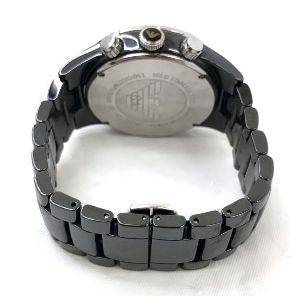 EMPORIO ARMANI エンポリオアルマーニ 腕時計 AR1421 クオーツ アナログ ラウンド ブラック クロノグラフ コレクション 電池交換済 動作OK_画像5