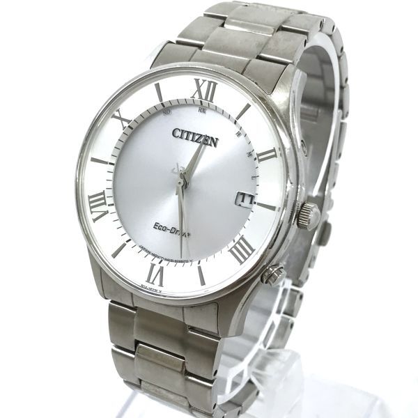 CITIZEN シチズン Eco-Drive エコドライブ 腕時計 AS1060-54A H415-S112907 電波ソーラー アナログ ラウンド シルバー カレンダー 動作OK_画像3