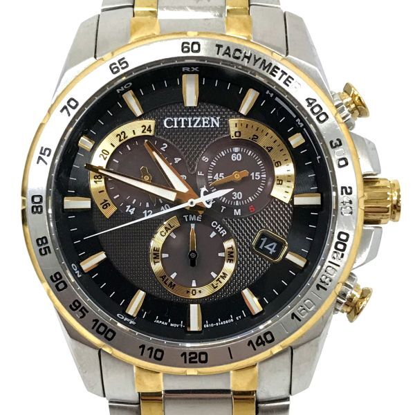CITIZEN シチズン Eco-Drive エコドライブ 腕時計 AT3035-54E E610-S104840 電波ソーラー アナログ クロノグラフ ラウンド 動作確認済