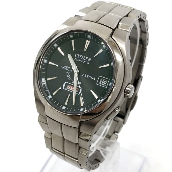 CITIZEN シチズン ATTESA アテッサ Eco-Drive エコドライブ 腕時計 ATD53-2771 電波ソーラー アナログ カレンダー ブラック シルバー 軽量_画像3