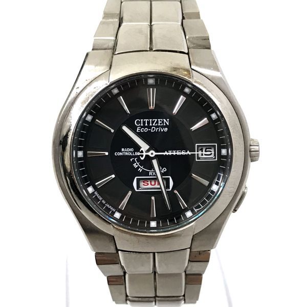 CITIZEN シチズン ATTESA アテッサ Eco-Drive エコドライブ 腕時計 ATD53-2771 電波ソーラー アナログ カレンダー ブラック シルバー 軽量_画像2