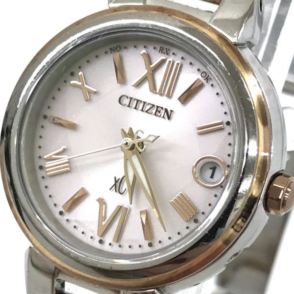 CITIZEN シチズン XC クロスシー Eco-Drive エコドライブ 腕時計 H058-T016553 電波ソーラー アナログ ラウンド ピンク シルバー 5気圧防水の画像1