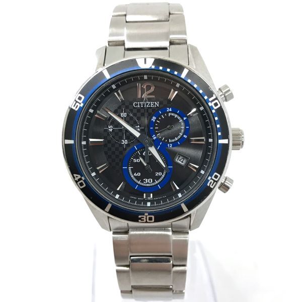 CITIZEN シチズン Eco-Drive エコドライブ 腕時計 VO10-6741F H500-S061083 電波ソーラー アナログ ラウンド ブラック クロノグラフ 動作OKの画像2