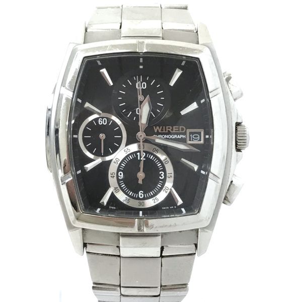 SEIKO セイコー WIRED ワイアード 腕時計 AGAV011 クオーツ アナログ トノー クロノグラフ ブラック シルバー 電池交換済み 動作確認済み_画像2