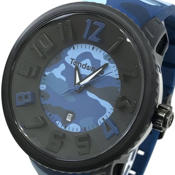  прекрасный товар Tendence Tendence наручные часы N04V кварц дыра ro ground голубой камуфляж календарь модный часы батарейка заменена рабочее состояние подтверждено 