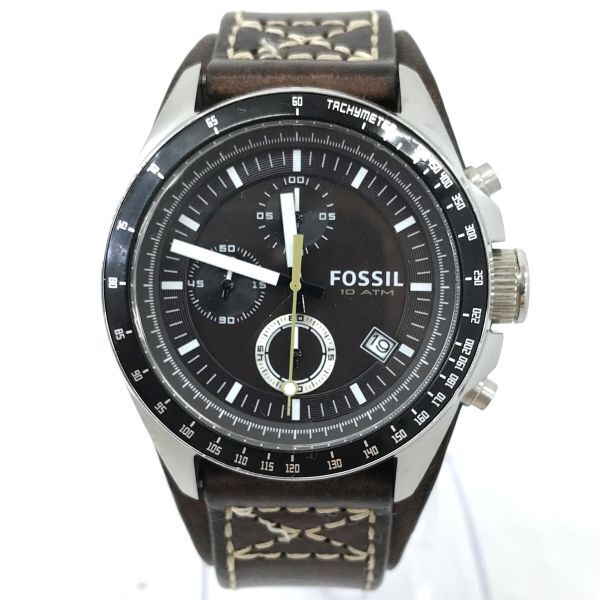 FOSSIL フォッシル 腕時計 CH2599 クオーツ アナログ ラウンド ブラック ブラウン クロノグラフ 10気圧防水 電池交換済み 動作確認済み_画像2