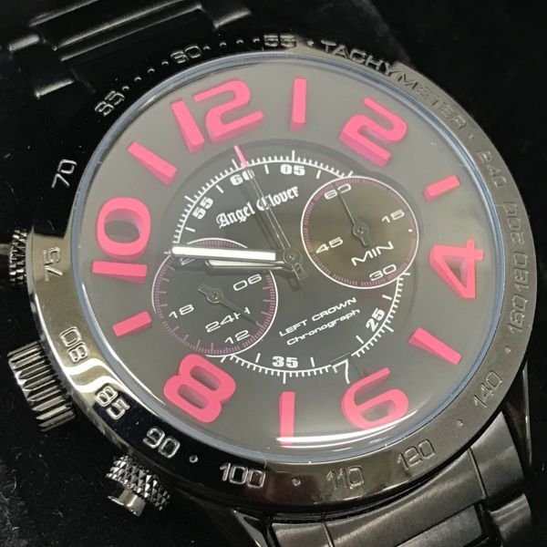 新品 Angel Clover エンジェルクローバー 腕時計 LC42 クオーツ アナログ ラウンド ブラック クロノグラフ コレクション 電池交換済 動作OKの画像1