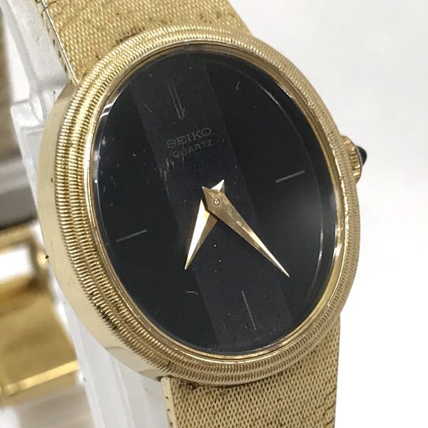 SEIKO セイコー 腕時計 1400-6900 クオーツ オーバル ヴィンテージ コレクション 亀戸精工舎 第二精工舎 ゴールド ブラック 楕円 おしゃれの画像1