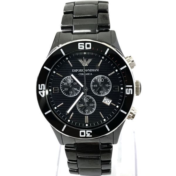  новый товар EMPORIO ARMANI Emporio Armani наручные часы AR-1421 кварц дыра ro ground черный хронограф календарь коллекция 