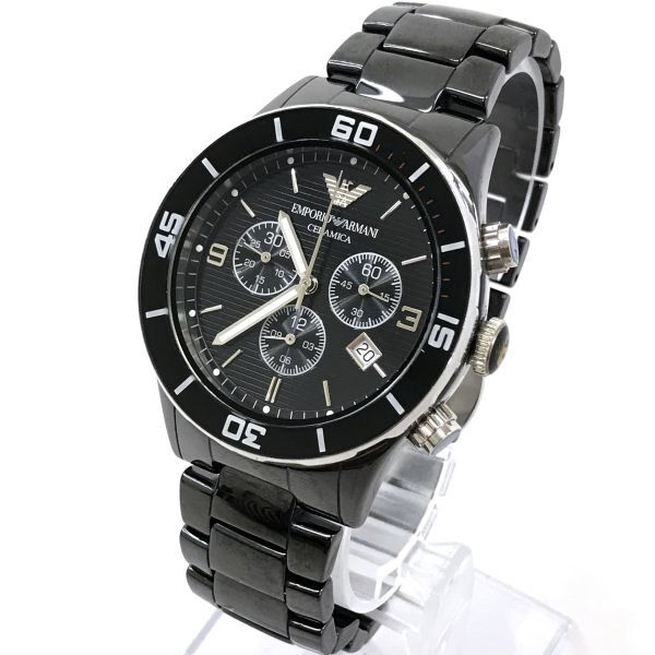  новый товар EMPORIO ARMANI Emporio Armani наручные часы AR-1421 кварц дыра ro ground черный хронограф календарь коллекция 