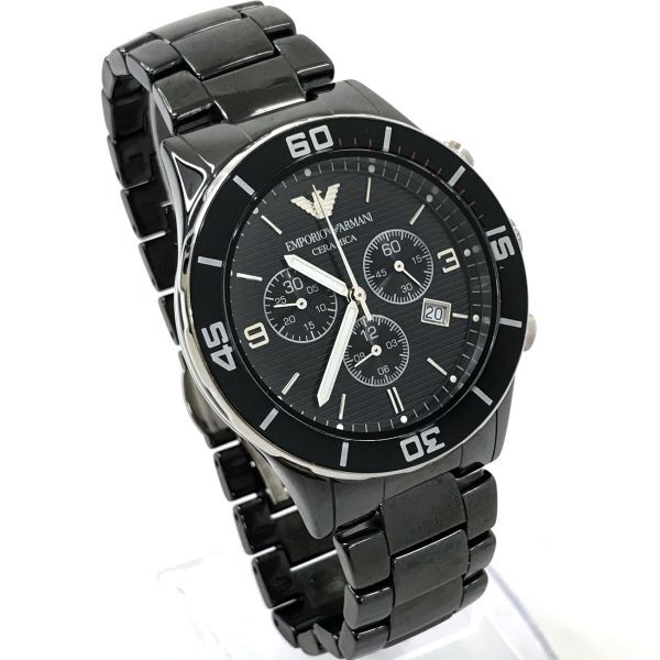  новый товар EMPORIO ARMANI Emporio Armani наручные часы AR-1421 кварц дыра ro ground черный хронограф календарь коллекция 