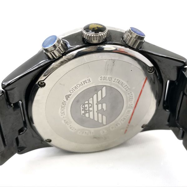  новый товар EMPORIO ARMANI Emporio Armani наручные часы AR-1421 кварц дыра ro ground черный хронограф календарь коллекция 