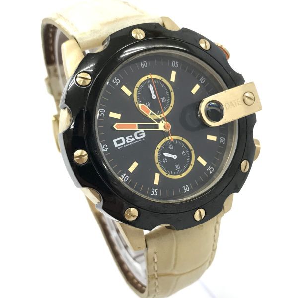 D&G ドルチェ＆ガッバーナ ドルガバ TIME タイム 腕時計 DW0363 クオーツ アナログ ラウンド クロノグラフ 電池交換済み 動作確認済みの画像4