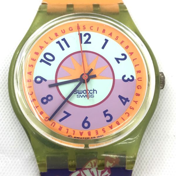 Swatch スウォッチ Gent CURLING 腕時計 GG117 クオーツ コレクション コレクター 個性的 スポーツ イラスト アート ポップ カラフルの画像1