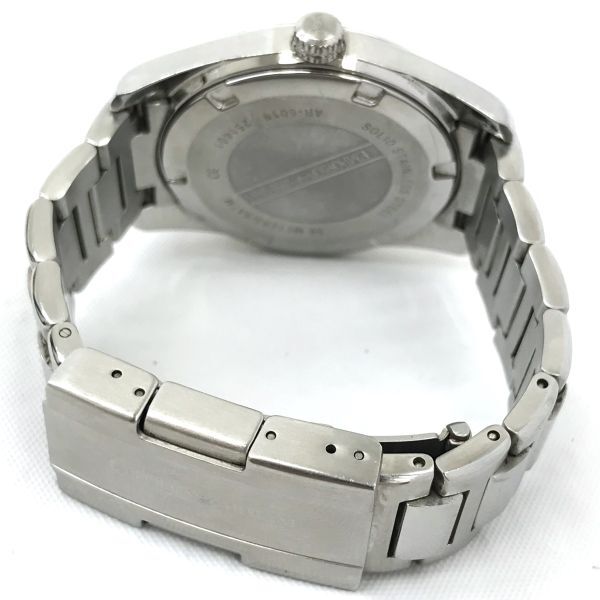 EMPORIO ARMANI Emporio Armani наручные часы AR6019 кварц дыра ro ground черный серебряный календарь батарейка заменен рабочее состояние подтверждено 