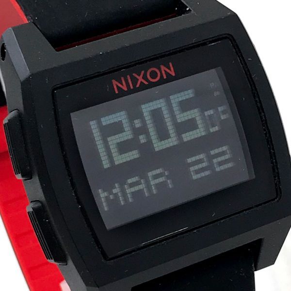 NIXON ニクソン K.I.S.S BASE TIDE 腕時計 クオーツ デジタル スクエア 四角 ブラック レッド コレクション 電池交換済み 動作確認済みの画像1