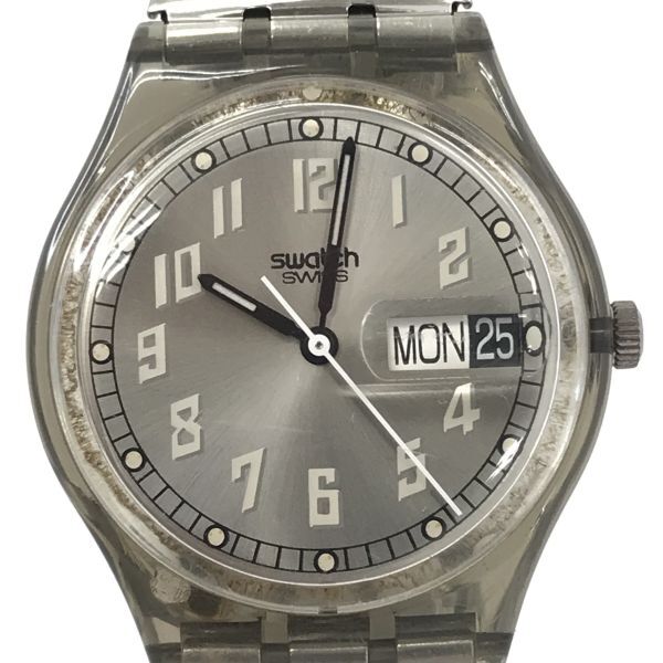 Swatch スウォッチ HIGHWAY 腕時計 GM706 クオーツ コレクション コレクター シルバー カレンダー 蛇腹 おしゃれ 電池交換済 動作確認済の画像1