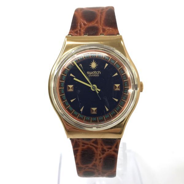 Swatch スウォッチ 腕時計 P.D.G. PDG GX122 クオーツ コレクション コレクター おしゃれ ヴィンテージ ブラウン ゴールド アンティーク_画像2