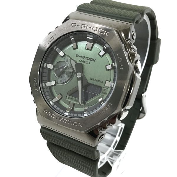 CASIO カシオ G-SHOCK ジーショック 腕時計 GM-2100B-3 クオーツ デジアナ アナデジ オクタゴン メタル グリーン カーキ 動作確認済みの画像3