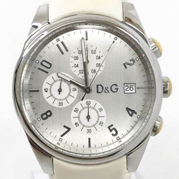 D &amp; G Dolce &amp; Gabbana Dolgaba Time Time Time Watch Quartz Analog Analog круглый хронограф -коробка батарея была заменена эксплуатируется