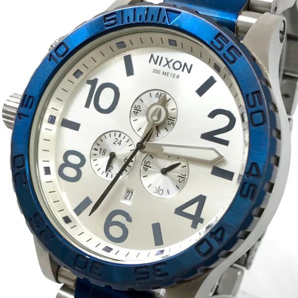 NIXON ニクソン SIMPLIFY THE51-30 腕時計 クオーツ アナログ ラウンド シルバー ブルー クロノグラフ スモールセコンド ビッグフェイス_画像1