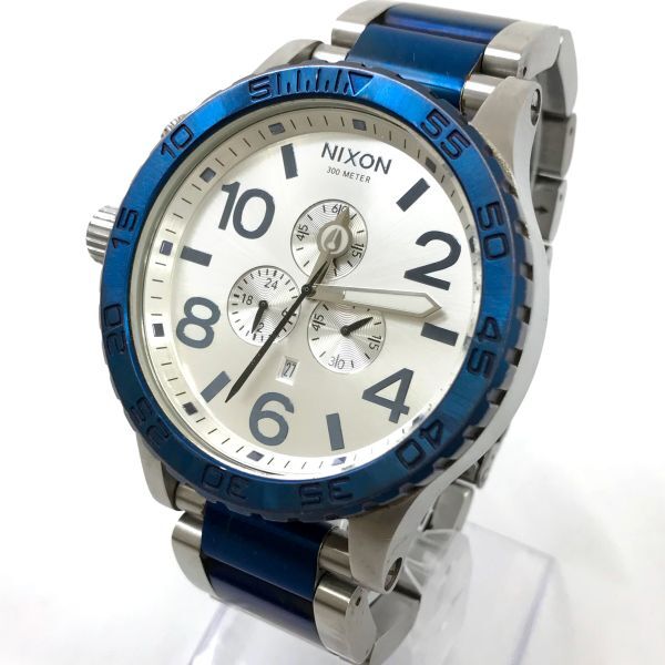 NIXON ニクソン SIMPLIFY THE51-30 腕時計 クオーツ アナログ ラウンド シルバー ブルー クロノグラフ スモールセコンド ビッグフェイスの画像3