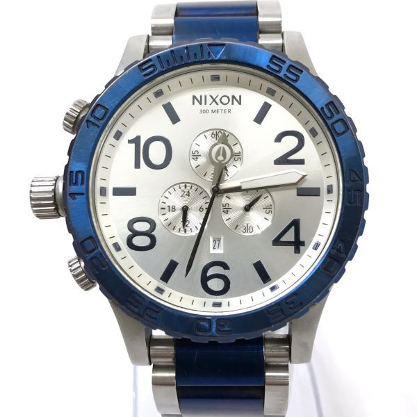 NIXON ニクソン SIMPLIFY THE51-30 腕時計 クオーツ アナログ ラウンド シルバー ブルー クロノグラフ スモールセコンド ビッグフェイス_画像2