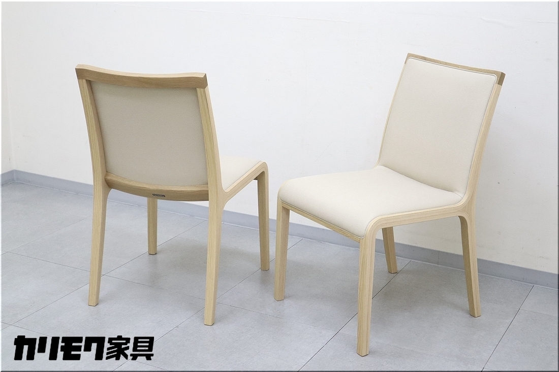 展示品◆karimoku カリモク家具 ダイニングチェア 2脚セット CW3605E565 CW36 モデル 食堂椅子 チェア オーク 木製 軽量_画像1